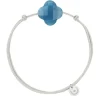 BRACELET CORDON GRIS SOURIS TRÈFLE QUARTZ BLEU
