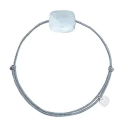 BRACELET CORDON GRIS SOURIS COUSSIN OVERSIZE OEIL DE CHAT