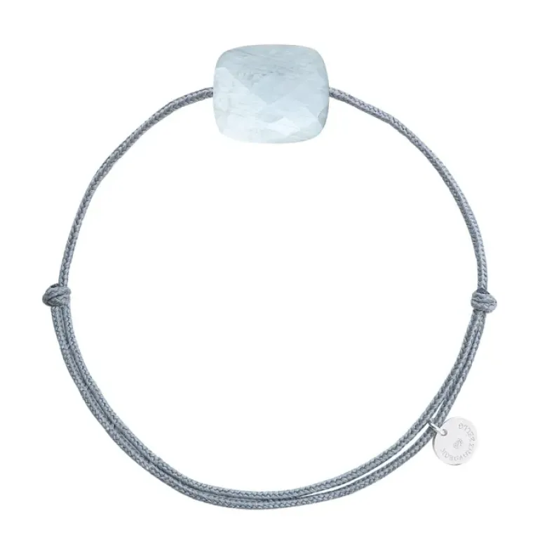 BRACELET CORDON GRIS SOURIS COUSSIN OVERSIZE OEIL DE CHAT