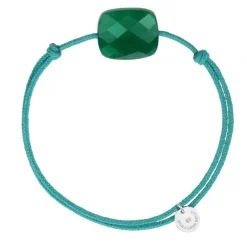 BRACELET CORDON MER DU SUD COUSSIN OVERSIZE AGATE VERTE
