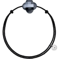 BRACELET CORDON NOIR TREFLE HEMATITE