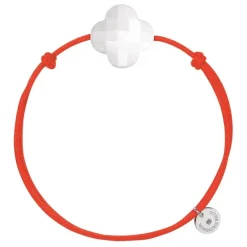 BRACELET CORDON ORANGE TREFLE AGATE BLANCHE
