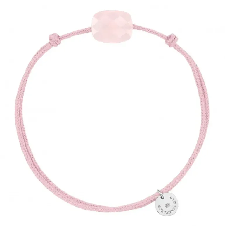 BRACELET CORDON ROSE COUSSIN MINI QUARTZ ROSE