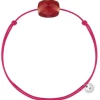 BRACELET CORDON ROSE FLUO COUSSIN QUARTZ ROUGE