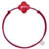 BRACELET CORDON ROUGE TREFLE QUARTZ ROUGE