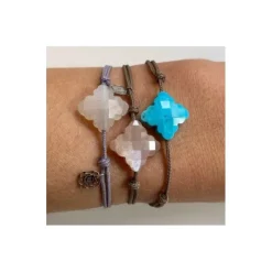 BRACELET CORDON TAUPE BAROQUE PIERRE DE LUNE PECHE