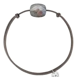 BRACELET CORDON TAUPE COUSSIN LABRADORITE