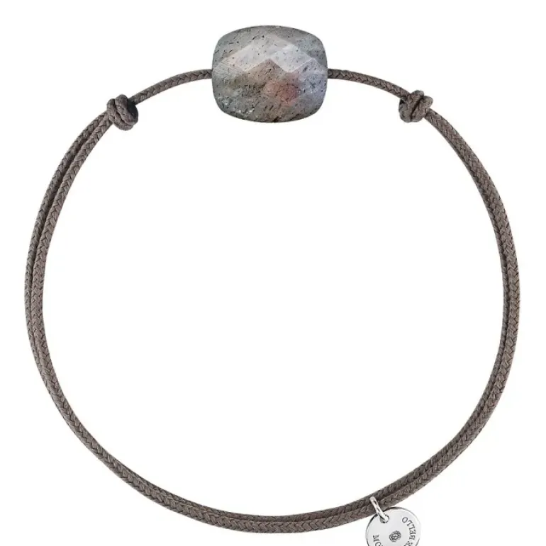 BRACELET CORDON TAUPE COUSSIN LABRADORITE