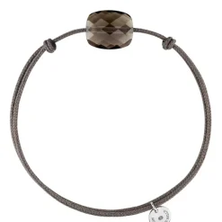 BRACELET CORDON TAUPE COUSSIN QUARTZ FUME