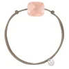 BRACELET CORDON TAUPE COUSSIN OVERSIZE PIERRE DE LUNE PÊCHE