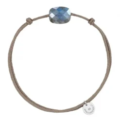BRACELET CORDON TAUPE COUSSIN MINI LABRADORITE