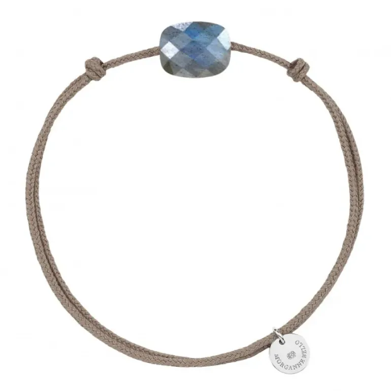 BRACELET CORDON TAUPE COUSSIN MINI LABRADORITE