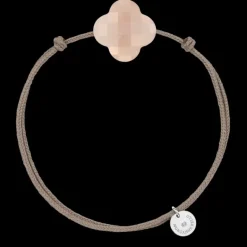 BRACELET CORDON TAUPE TREFLE PIERRE DE LUNE PÊCHE
