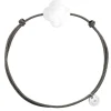 BRACELET CORDON TAUPE TREFLE AGATE BLANCHE