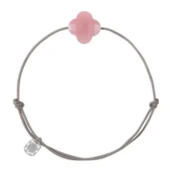 BRACELET CORDON TAUPE TREFLE QUARTZ GUAVA