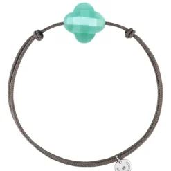 BRACELET CORDON TAUPE TREFLE AMAZONITE