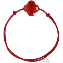 BRACELET CORDON VERMILLON CORNALINE TRÈFLE