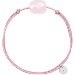 BRACELET CORDON VIEUX ROSE COUSSIN QUARTZ ROSE POUDRE