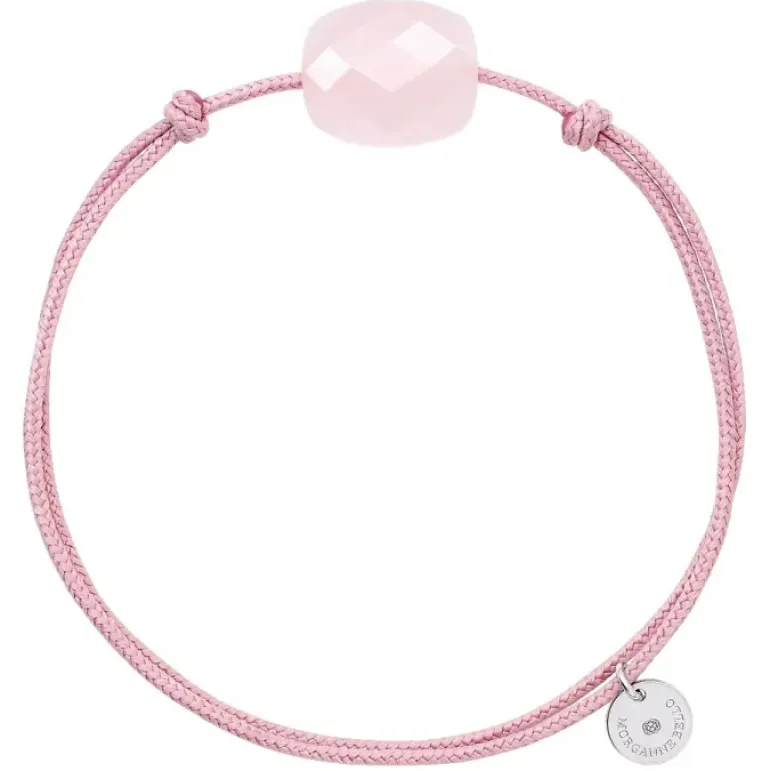 BRACELET CORDON VIEUX ROSE COUSSIN QUARTZ ROSE POUDRE