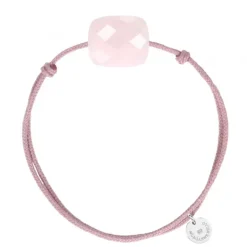 BRACELET CORDON VIEUX ROSE COUSSIN OVERSIZE QUARTZ ROSE POUDRE