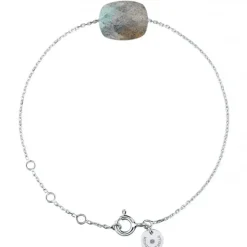 BRACELET OR BLANC COUSSIN LABRADORITE