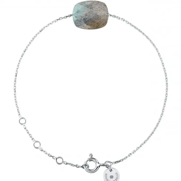 BRACELET OR BLANC COUSSIN LABRADORITE