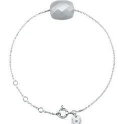 BRACELET OR BLANC COUSSIN PIERRE DE LUNE GRISE