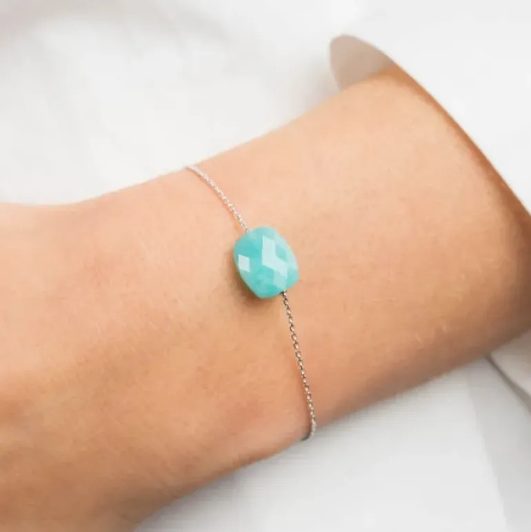 BRACELET OR BLANC COUSSIN AMAZONITE