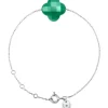 BRACELET OR BLANC TREFLE AGATE VERTE