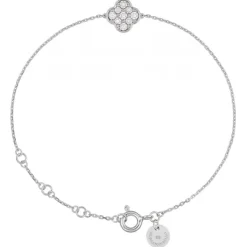 BRACELET OR BLANC TRÈFLE SERTIS DIAMANTS