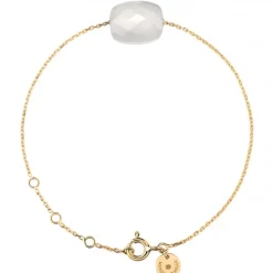 BRACELET OR JAUNE COUSSIN AGATE BLANCHE