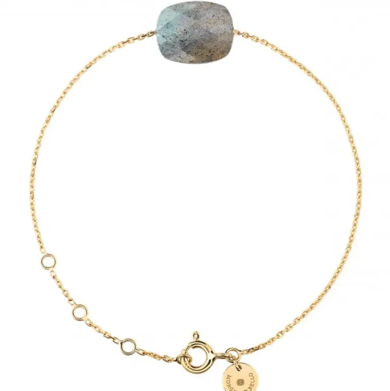 BRACELET OR JAUNE COUSSIN LABRADORITE