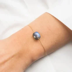 BRACELET OR JAUNE COUSSIN LABRADORITE