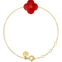 BRACELET OR JAUNE TREFLE CORNALINE