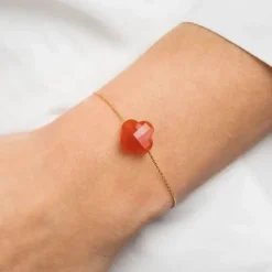 BRACELET OR JAUNE TREFLE CORNALINE
