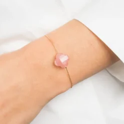 BRACELET OR JAUNE TREFLE QUARTZ GUAVA