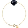 BRACELET OR JAUNE TREFLE ONYX