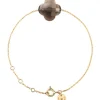 BRACELET OR JAUNE TREFLE QUARTZ FUME