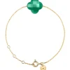 BRACELET OR JAUNE TREFLE AGATE VERTE