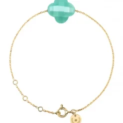 BRACELET OR JAUNE TREFLE AMAZONITE