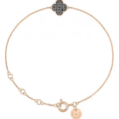 BRACELET OR ROSE TRÈFLE SERTI DIAMANTS NOIRS