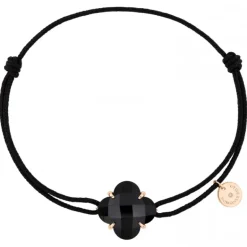 BRACELET VICTORIA CORDON NOIR ONYX OR ROSE