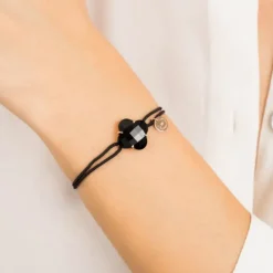 BRACELET VICTORIA CORDON NOIR ONYX OR ROSE