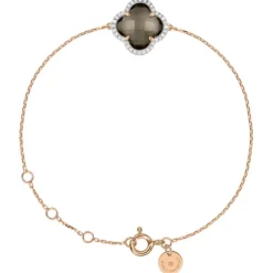BRACELET VICTORIA DIAMANTS QUARTZ FUME + DIAMANTS OR ROSE