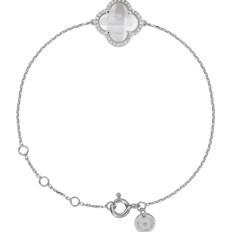 BRACELET VICTORIA DIAMANTS NACRE BLANCHE + DIAMANTS OR BLANC