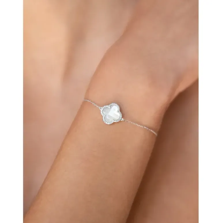 BRACELET VICTORIA DIAMANTS NACRE BLANCHE + DIAMANTS OR BLANC