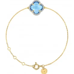 BRACELET VICTORIA DIAMANTS TOPAZE (swiss blue) + DIAMANTS OR JAUNE