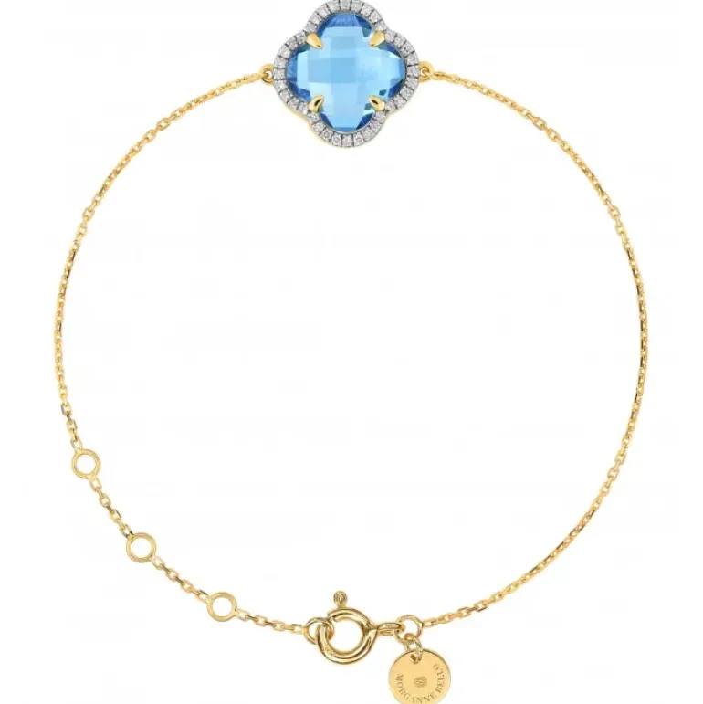 BRACELET VICTORIA DIAMANTS TOPAZE (swiss blue) + DIAMANTS OR JAUNE