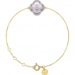 BRACELET VICTORIA DIAMANTS AMETHYSTE ROSE + DIAMANTS OR JAUNE