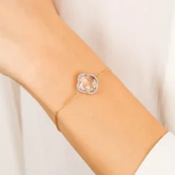 BRACELET VICTORIA DIAMANTS AMETHYSTE ROSE + DIAMANTS OR JAUNE